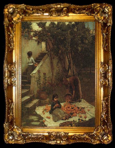 framed  John William Waterhouse The Orange Gatherers, ta009-2